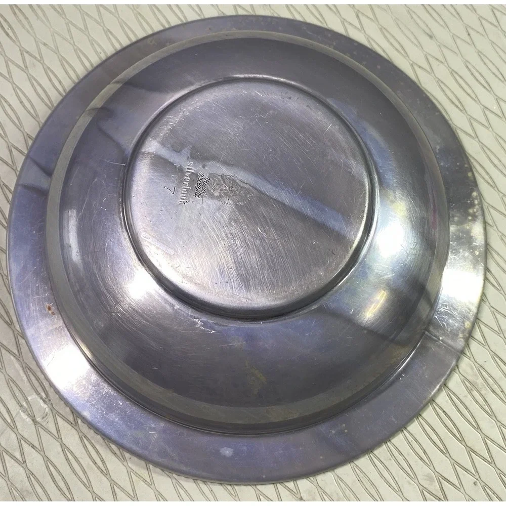 Vintage Continental Silverlook 557 Hand Wrought Aluminum Serving Bowl Floral Lid